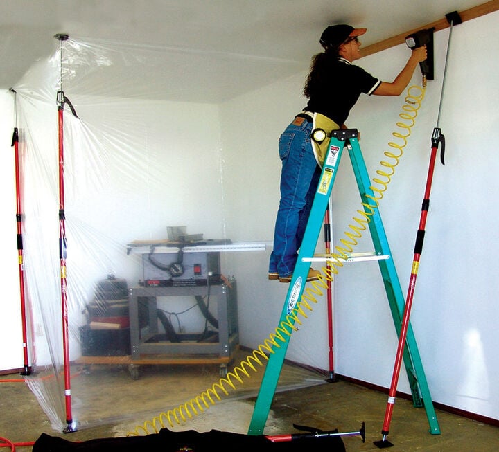 Fastcap 57 Inch to 12 Ft 3rd Hand HD Contractor Support Pole Kit with Storage Bag and Dust Barrier Accessories, large image number 9