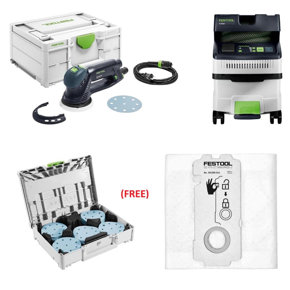 Festool RO 125 ROTEX Sander & CT MIDI I Bundle - 576032-578512