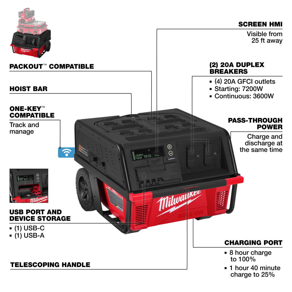 Milwaukee ROLL-ON  7200with 3600W 6.0kWh Power Supply, large image number 3