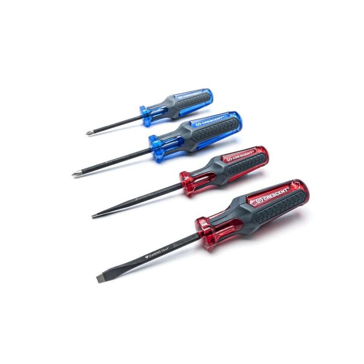Crescent 4 Pc. Phillips/Slotted Co-Molded Diamond Tip Screwdriver Set, large image number 1