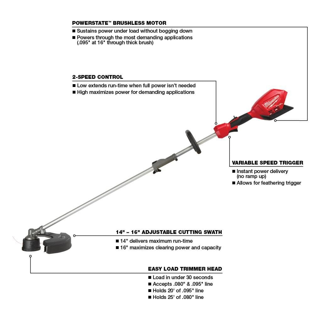 Milwaukee M18 Fuel String Trimmer Bare Tool With Quik Lok Attachment Capability Reconditioned 2825 80st Simolary simolary.com 11