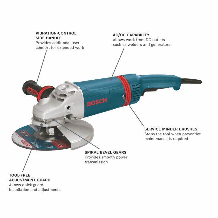 Bosch 9 Inch 15 A Large Angle Grinder with Rat Tail Handle, large image number 1