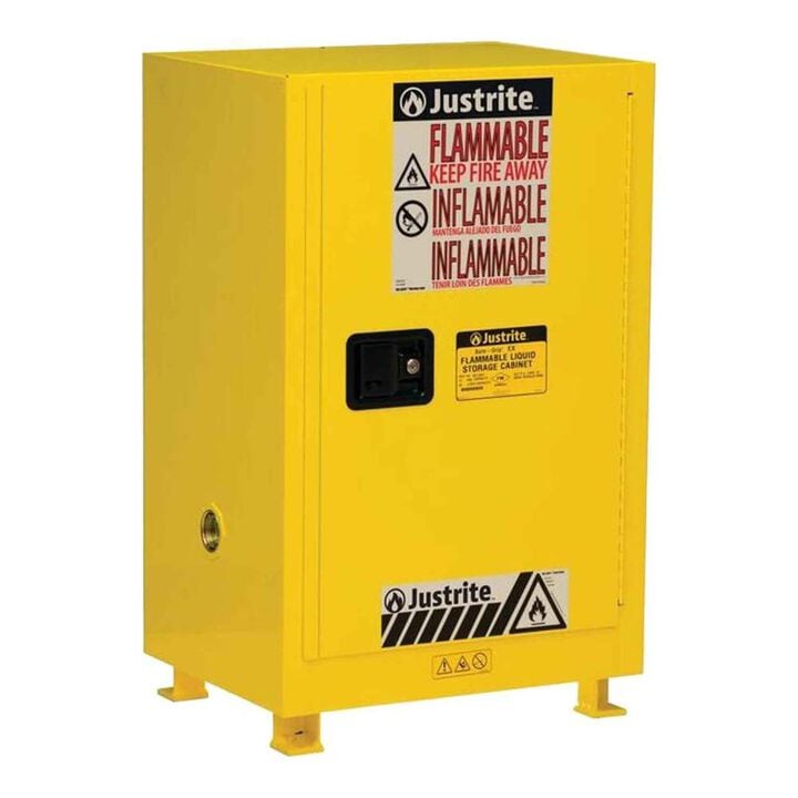 Justrite 12 Gallon Yellow Steel Self Close Flammable Cabinet