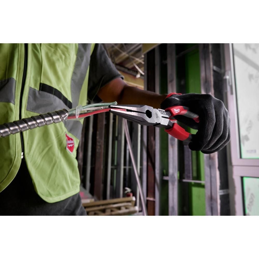 Milwaukee 8inch Long Nose Comfort Grip Pliers (USA), large image number 4