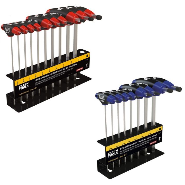 Klein Tools 10-Piece SAE Hex Key Set, 8-Piece Metric Hex Kit Set Bundle