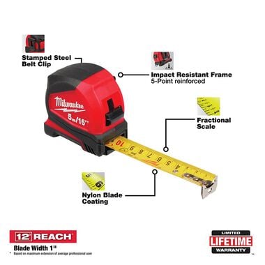 Milwaukee 5 m/16 ft. Compact Tape Measure, large image number 1