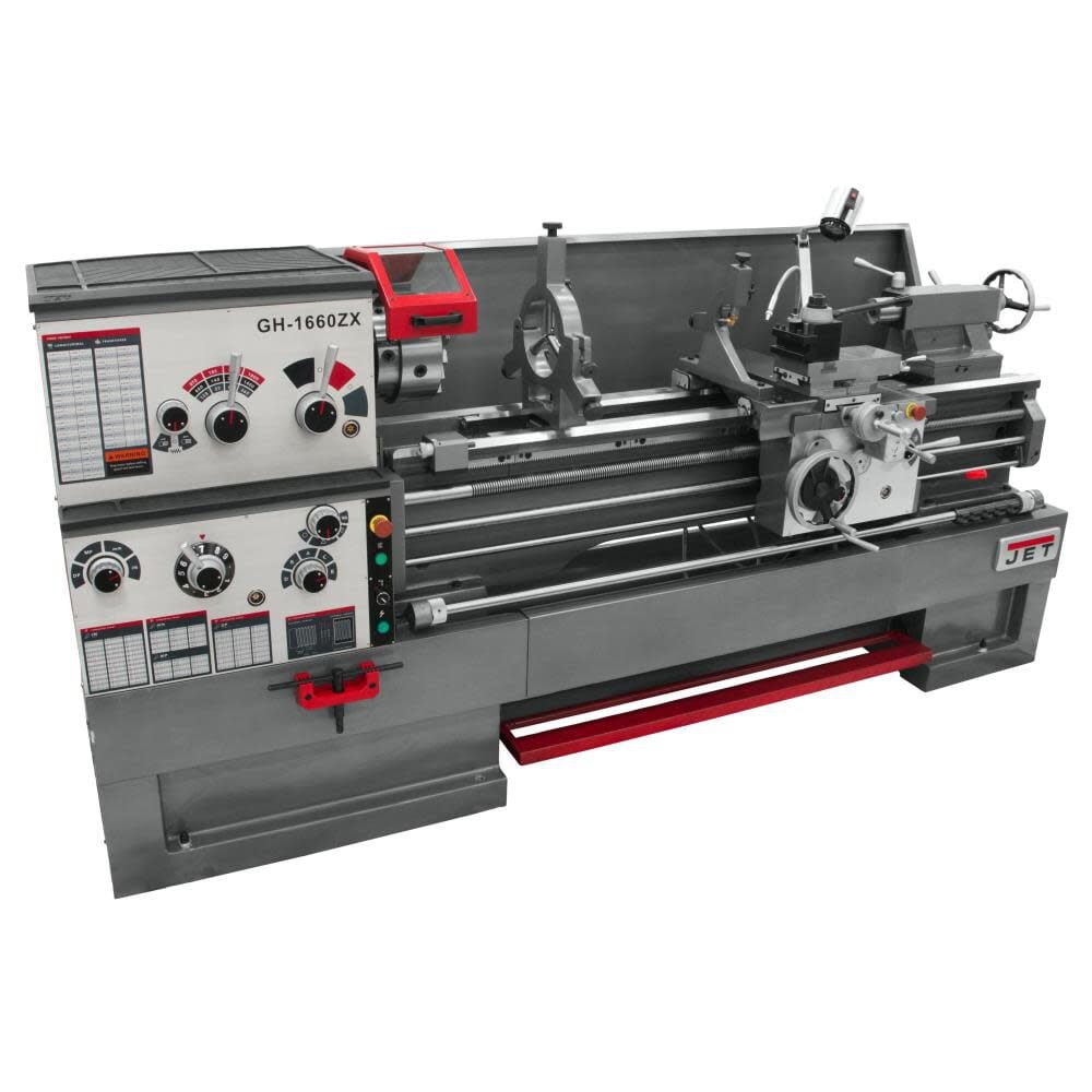 JET Gear Head 16 x 60 ZX Lathe with Newall DP700 DRO and Taper Attachment Installed - JT9-321529