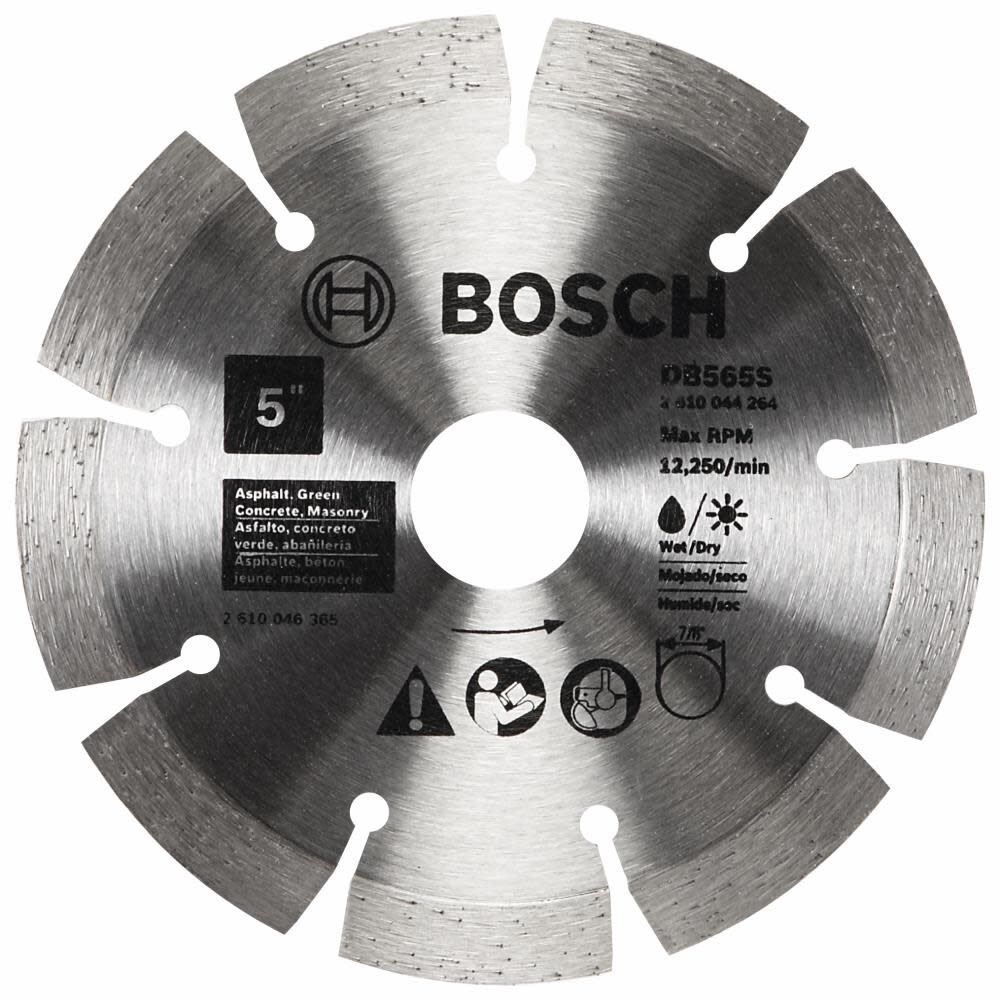 Bosch 5 Inch Standard Segmented Rim Diamond Blade for Fast Cuts in Asphalt and Green Concrete - DB565S