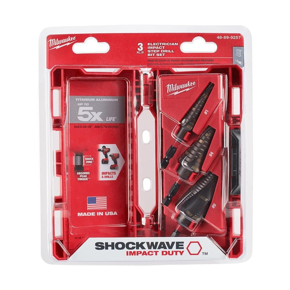 Milwaukee SHOCKWAVE Impact Duty Step Bit Electrician Set (#1 #4 #9), large image number 8