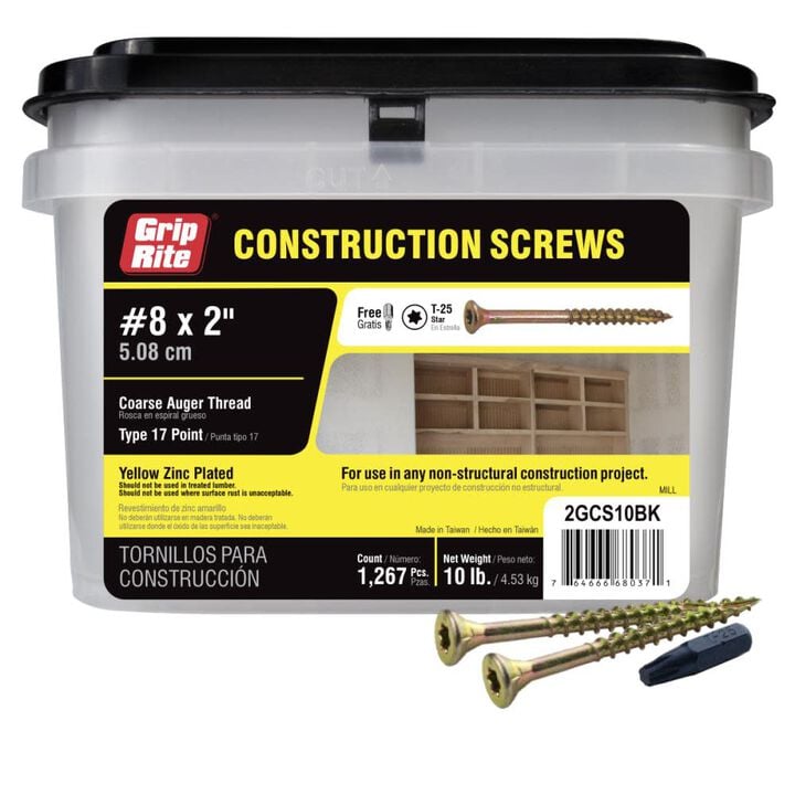 Grip Rite 10-Lb #8 x 2-in Bugle-Head Yellow Zinc Type 17 Star-Drive Interior Wood Screw