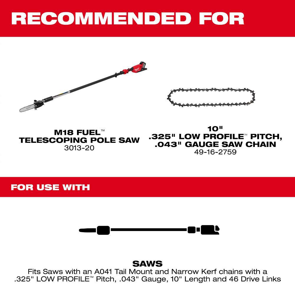 Milwaukee 10 in Telescoping Pole Saw Guide Bar, large image number 2