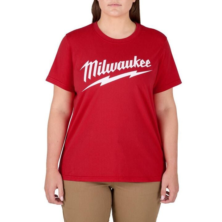 Milwaukee Womens GRIDIRON Logo Tee, Short Sleeve, Red XS
