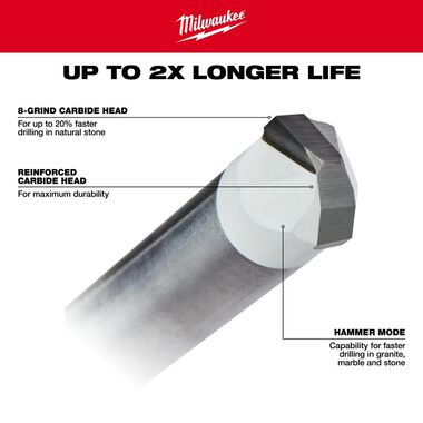 Milwaukee 1/8in Tile and Natural Stone Bit, large image number 3