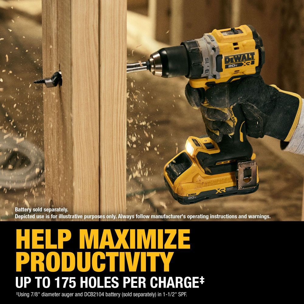 DEWALT 20V MAX XR Brushless Cordless 1/2 Inch Drill/Driver (Bare Tool), large image number 8