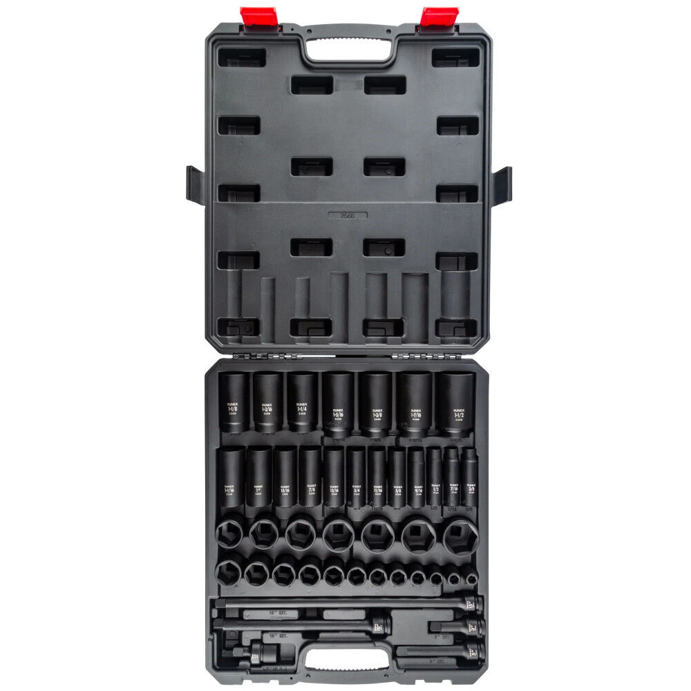 Sunex 1/2 Inch Drive Sae 6 Point Standard & Deep 43 Piece Master Impact Socket Set, large image number 1