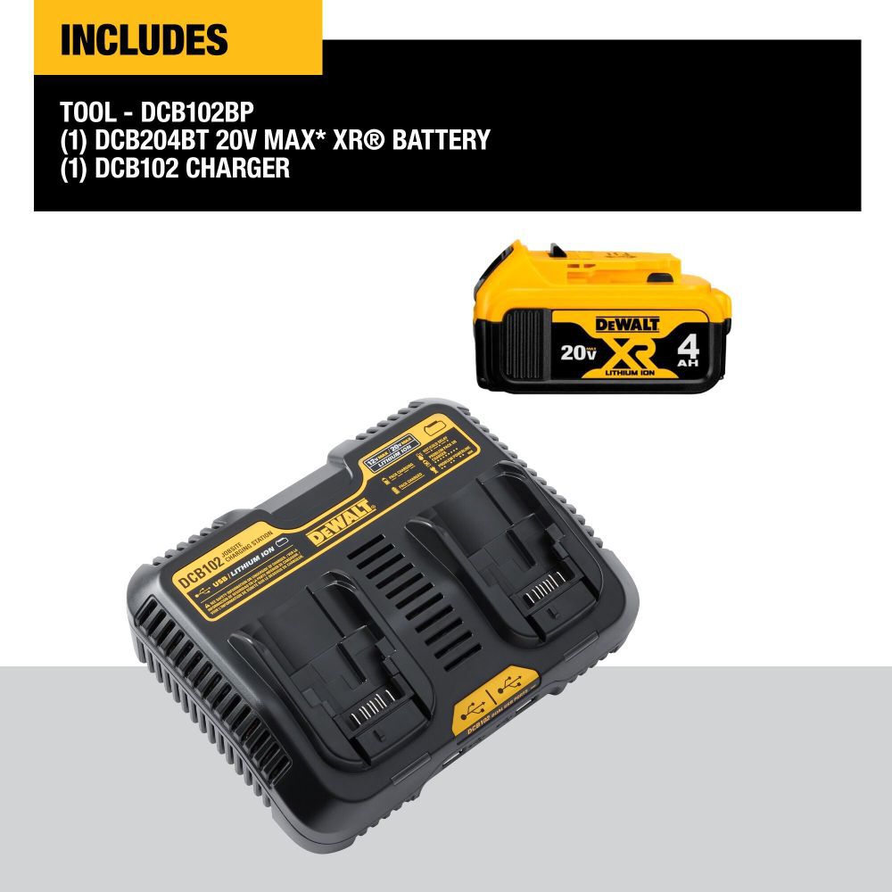DEWALT 20 Volt MAX Lithium Ion Battery Pack and Charger DCB102BP Acme Tools