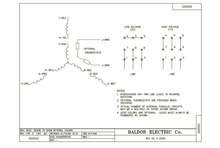 Baldor-Reliance EM3554 1.5HP 1760RPM 3PH 60HZ 56 3526M TEFC F1 Motor, large image number 2