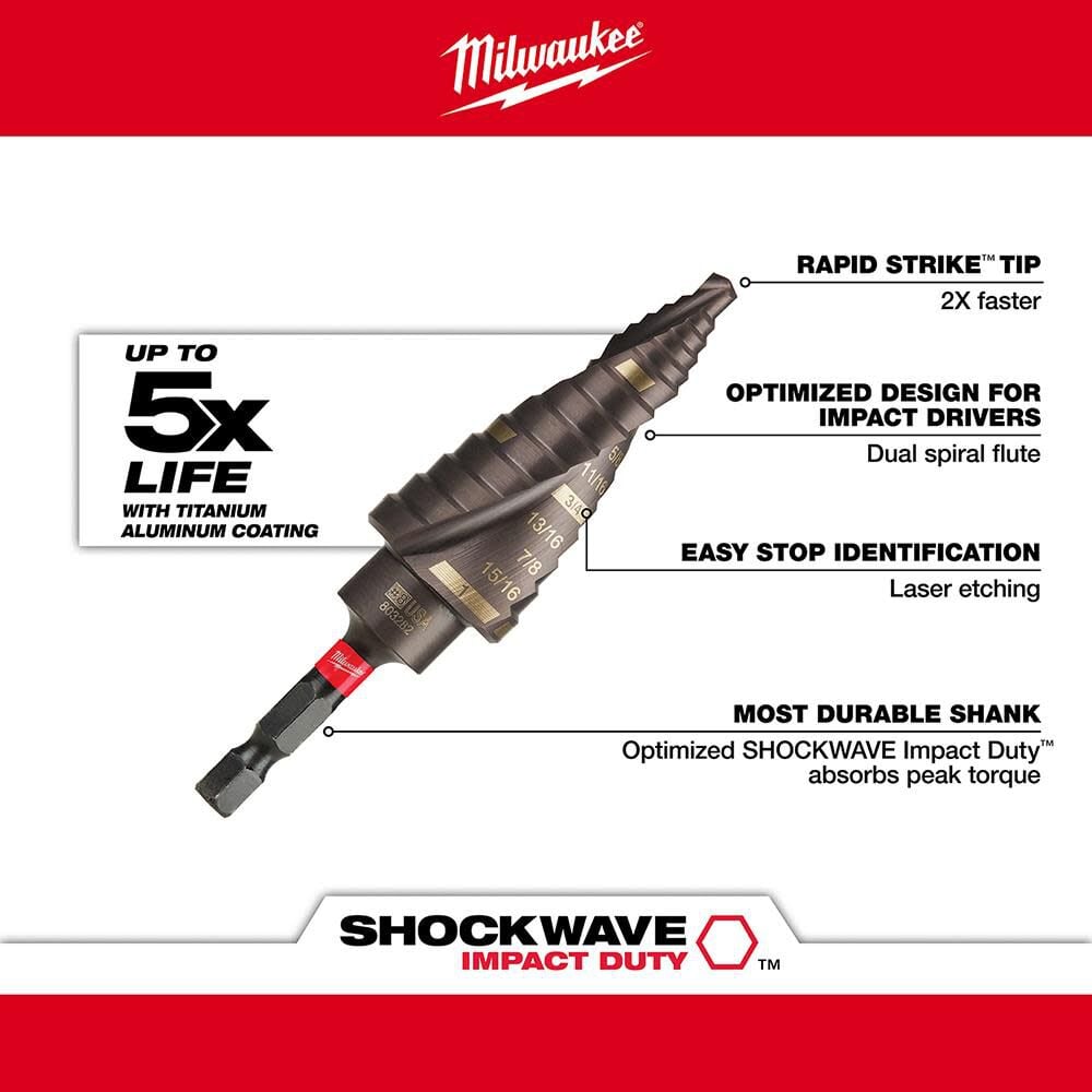 Milwaukee Shockwave Impact Duty Step Bit Mechanical Set 2 3 8 48 89 9256 Simolary simolary.com 9