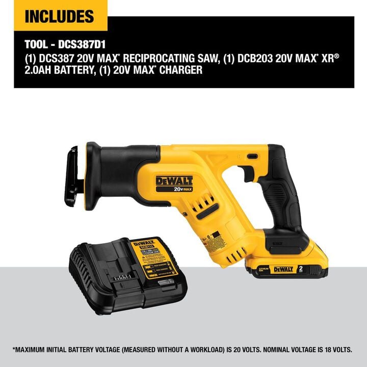 DEWALT 20 V MAX Compact Reciprocating Saw Kit, large image number 2