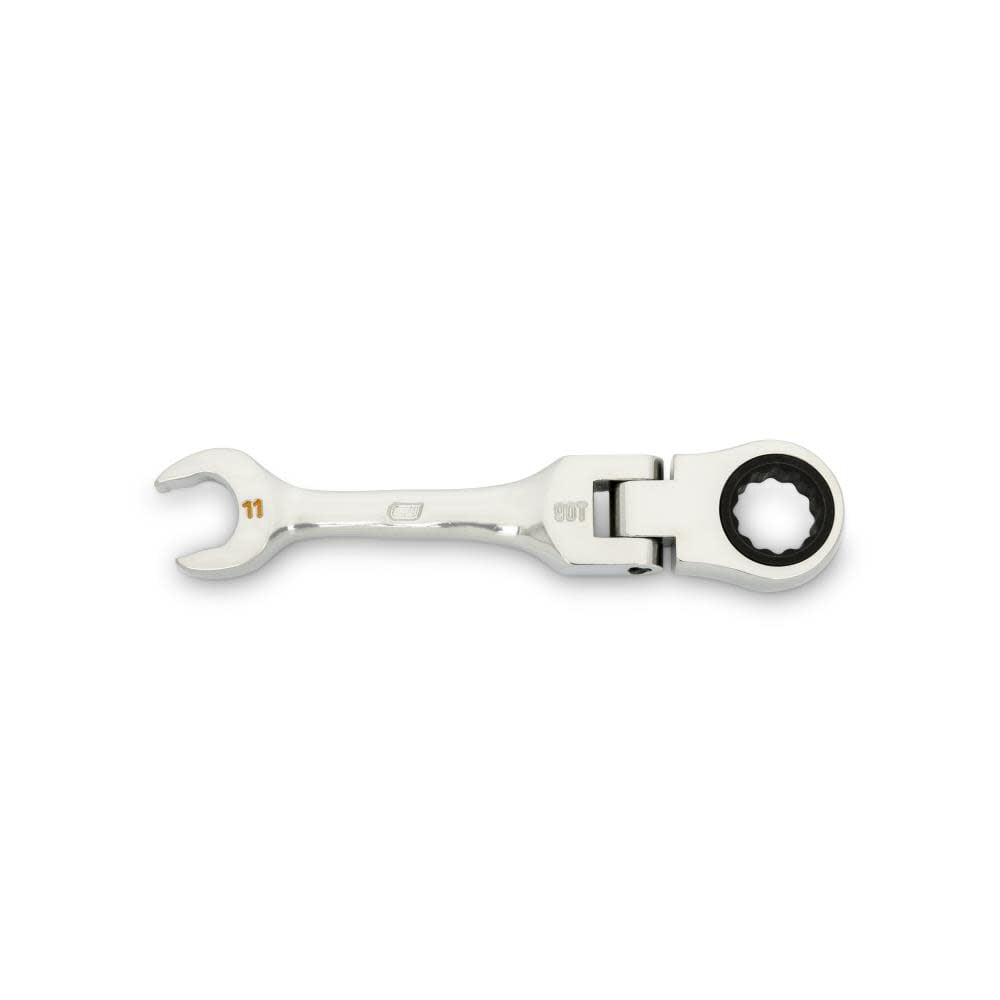 GEARWRENCH 11mm 90-Tooth 12 Point Stubby Flex Combination Ratcheting Wrench, large image number 1