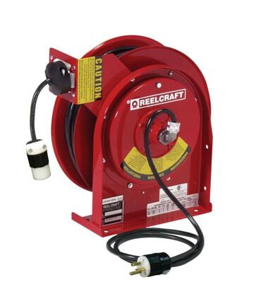 Reelcraft 45' Single Receptacle Power Cord Reel with Twist Lock Connector Steel
