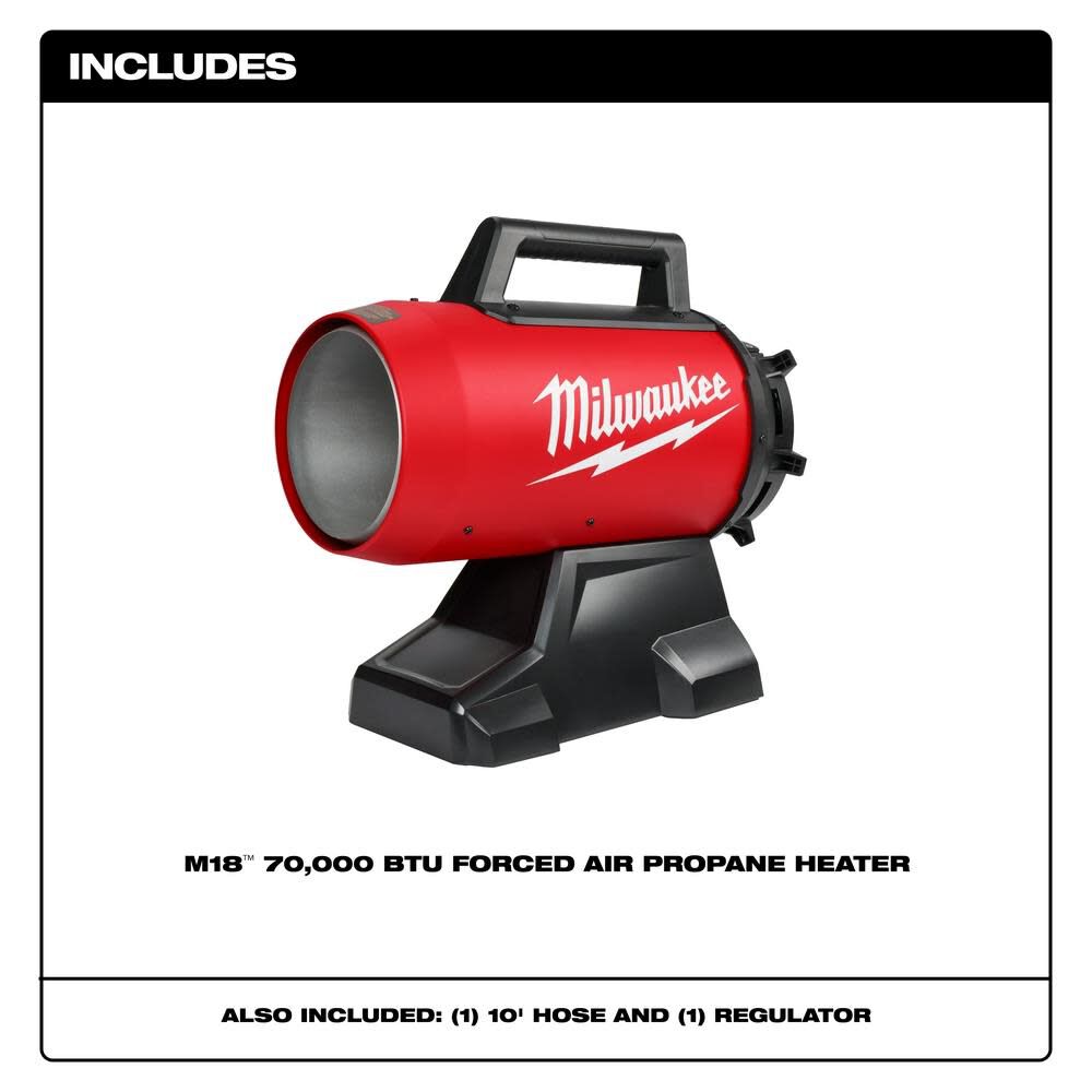 Milwaukee M18 Propane Heater Forced Air 70000 BTU (Bare Tool) 0801 
