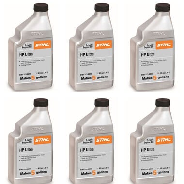 Stihl HP Ultra Fully Synthetic 2-Cycle Engine Oil 50:1 5 Gal Mix 12.8 oz 6 Pack