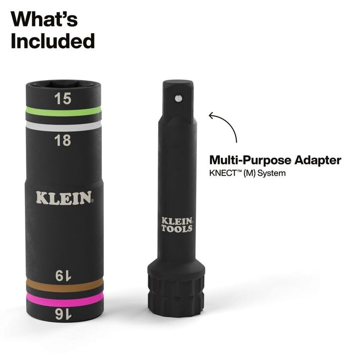 Klein Tools KNECT Quad 4 Heavy Duty Impact Flip Socket Metric 2 Pieces, large image number 2