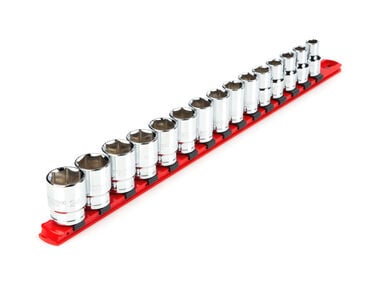 Tekton 1/2 Inch Drive 6-Point Socket Set with Rail, 15-Piece (10-24 mm)