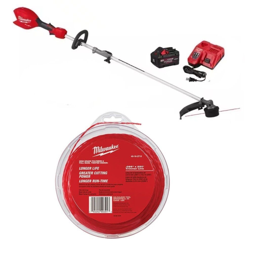 Milwaukee M18 FUEL String Trimmer Kit and 0.095 Inch x 250 Ft. Trimmer Line Bundle – MIL000011392