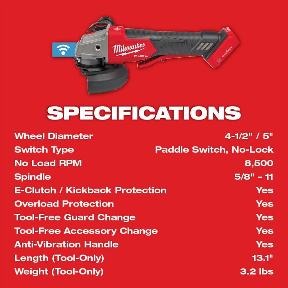 Milwaukee M18 Fuel 4 1 2inch 5inch Braking Grinder Paddle Switch No Lock Bare Tool 2882 20 - Image 8