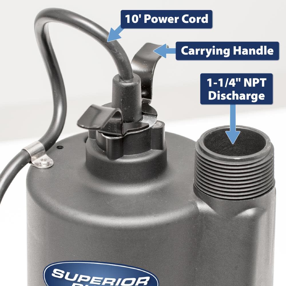 Superior Pump 1/3 HP Thermoplastic Utility Pump, large image number 4