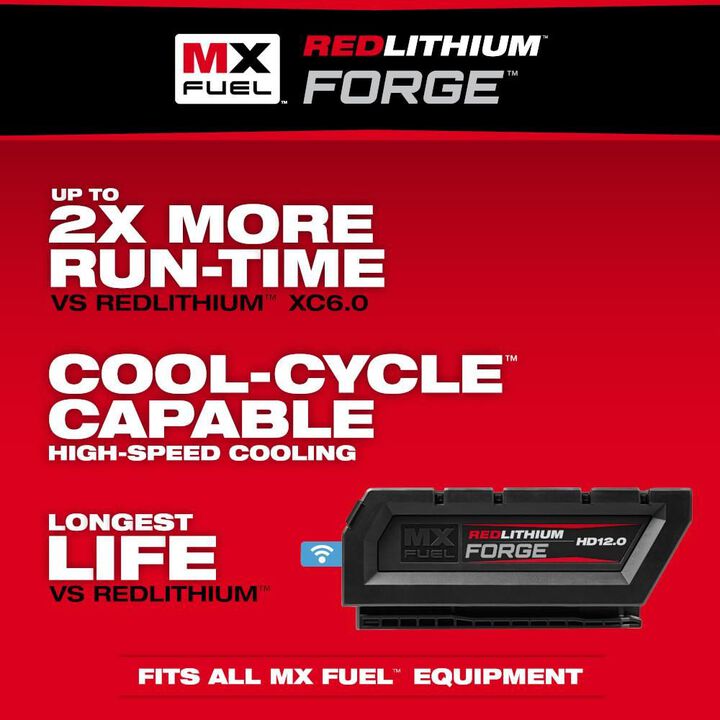 Milwaukee MX FUEL REDLITHIUM FORGE HD 72V 12Ah Lithium Ion Power Tool Battery Pack with Fuel Indicator, large image number 2