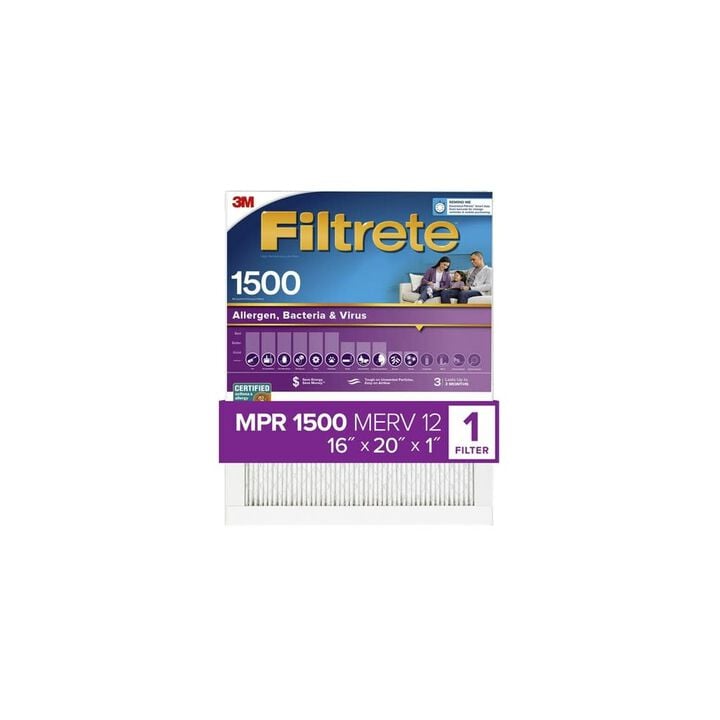 3M Filtrete 16 x 20 x 1-Inch 1500 MPR Bacteria & Virus Furnace Air Filter, 4-Pack