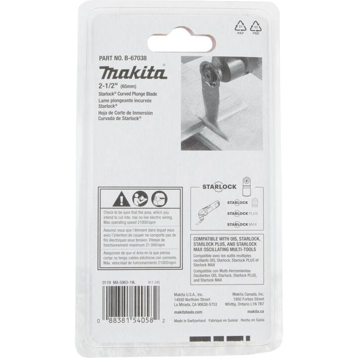 Makita 2-1/2in Starlock Curved Plunge Blade (BiM), large image number 3