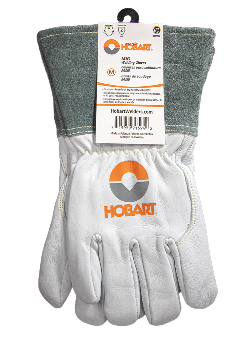 Hobart MIG Welding Gloves, Gray, Medium, large image number 7