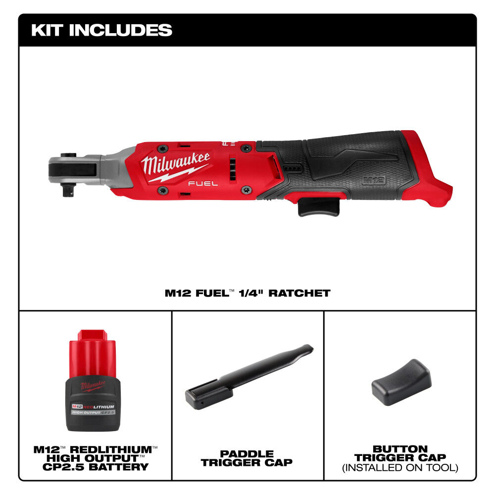 Milwaukee M12 FUEL 1/4 Inch Ratchet Kit, large image number 2