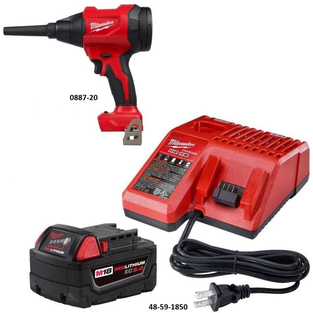 Milwaukee M18 Compact Blower, M18 Redlithium XC5.0 Starter Kit Bundle, large image number 2