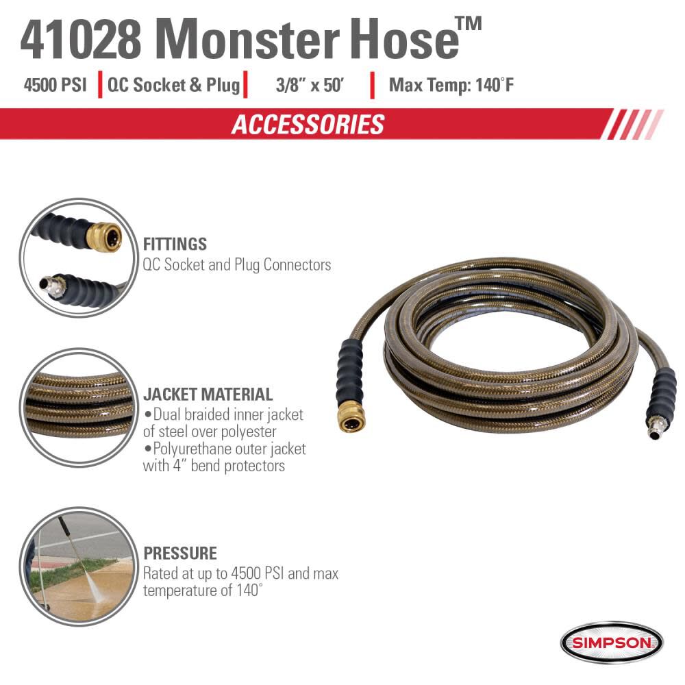 Simpson 50ft Monster 4500 PSI Cold Water Power Washer Hose, large image number 6