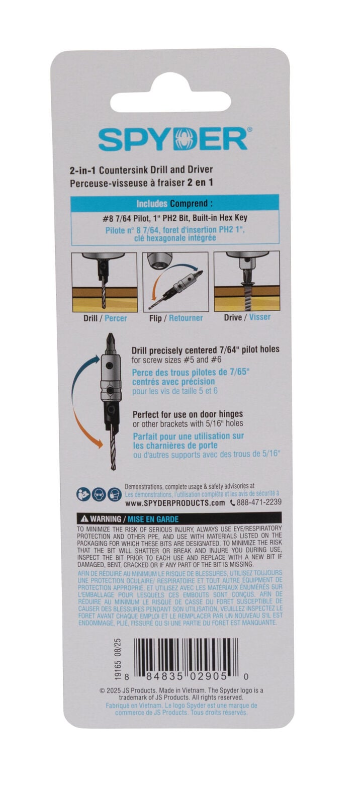 Spyder 7/64 Inch #8 Countersink Twist Drill and Driver 2-in-1 Bit, large image number 3