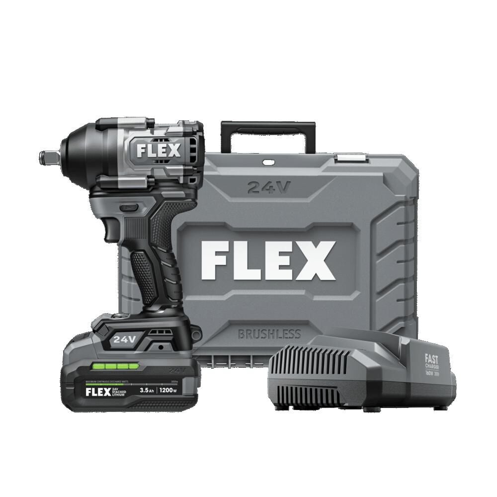 FLEX 24V Cordless 1/2 Inch Mid Torque Impact Wrench Stacked Lithium Kit, large image number 3