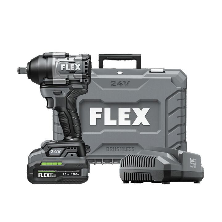 FLEX 24V Cordless 1/2 Inch Mid Torque Impact Wrench Stacked Lithium Kit, large image number 2