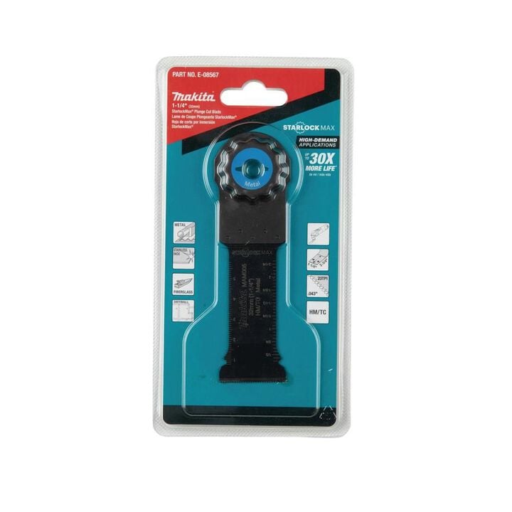 Makita StarlockMax Oscillating Multi Tool 1 1/4in Hard Metal with Tungsten Carbide Teeth Plunge Cut Blade for Metal Cutting, large image number 2