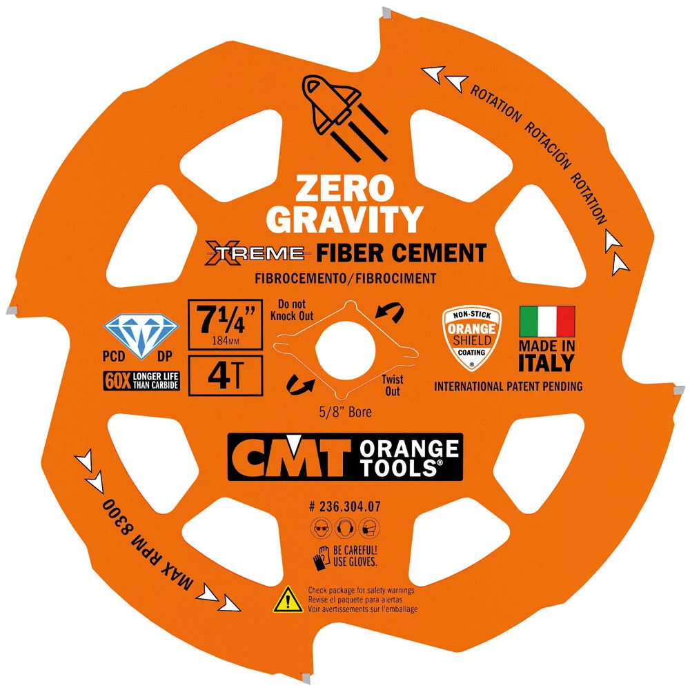 CMT 7-1/4 Inch x 5/8 Inch Zero Gravity Fiber Cement Saw Blade, large image number 1