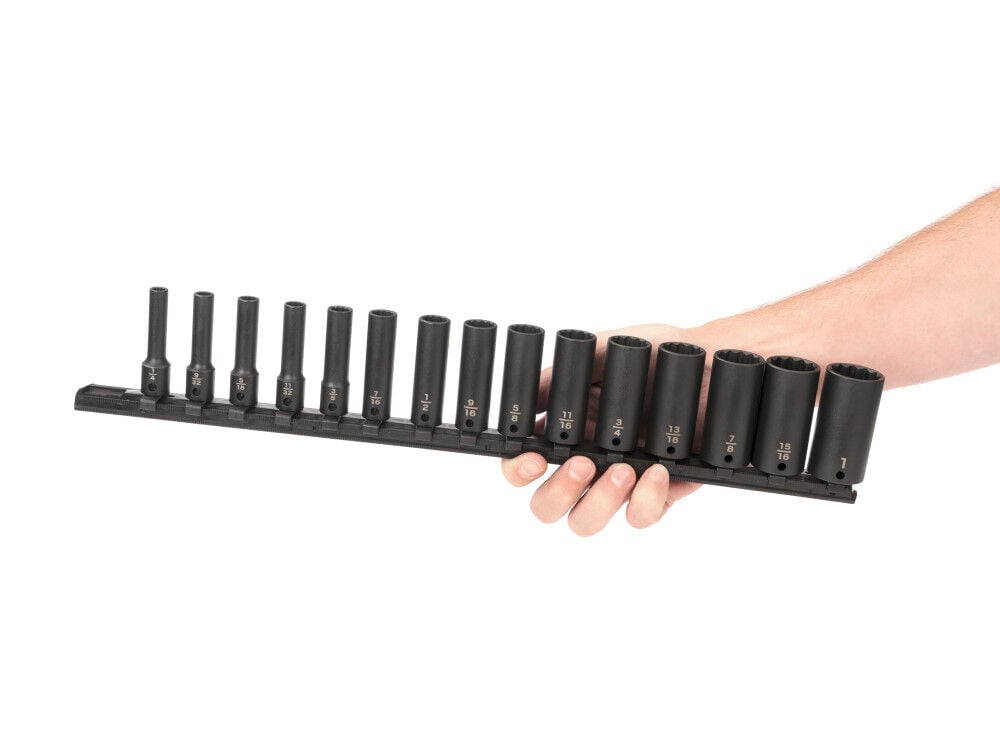 Tekton 3/8 Inch Deep 12 Point Impact Socket Set, 15 Piece (1/4-1 Inch), large image number 3