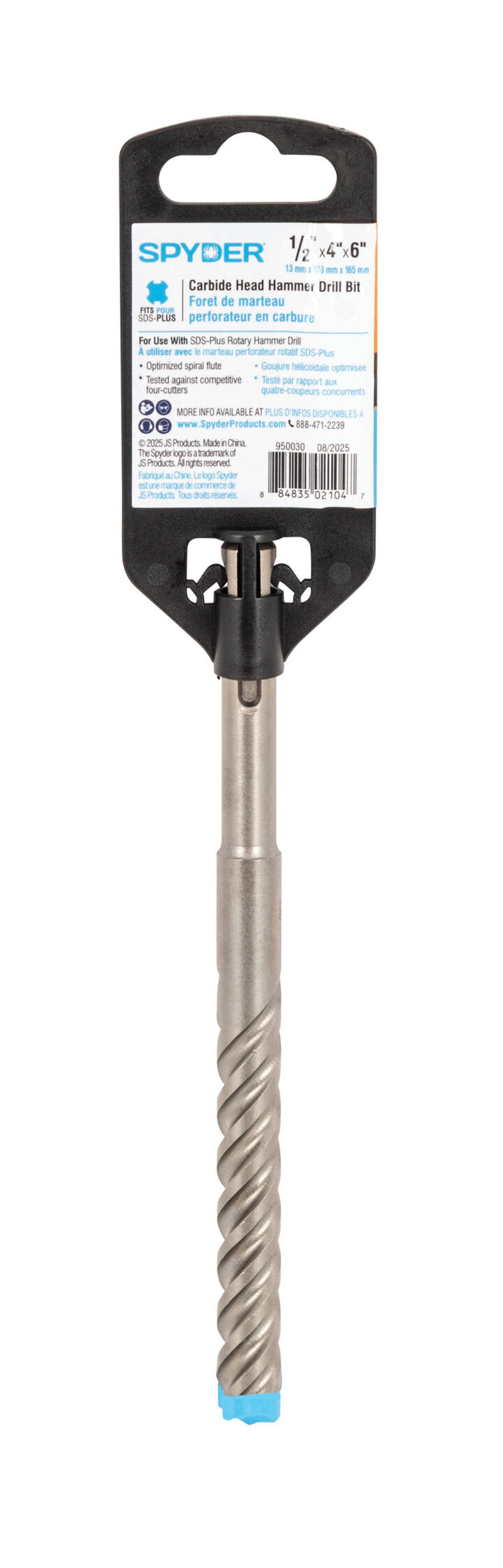 Spyder 1/2 Inch x 6 Inch SDS-Plus Hammer Drill Bit, 4 Full Carbide Cutter, large image number 8