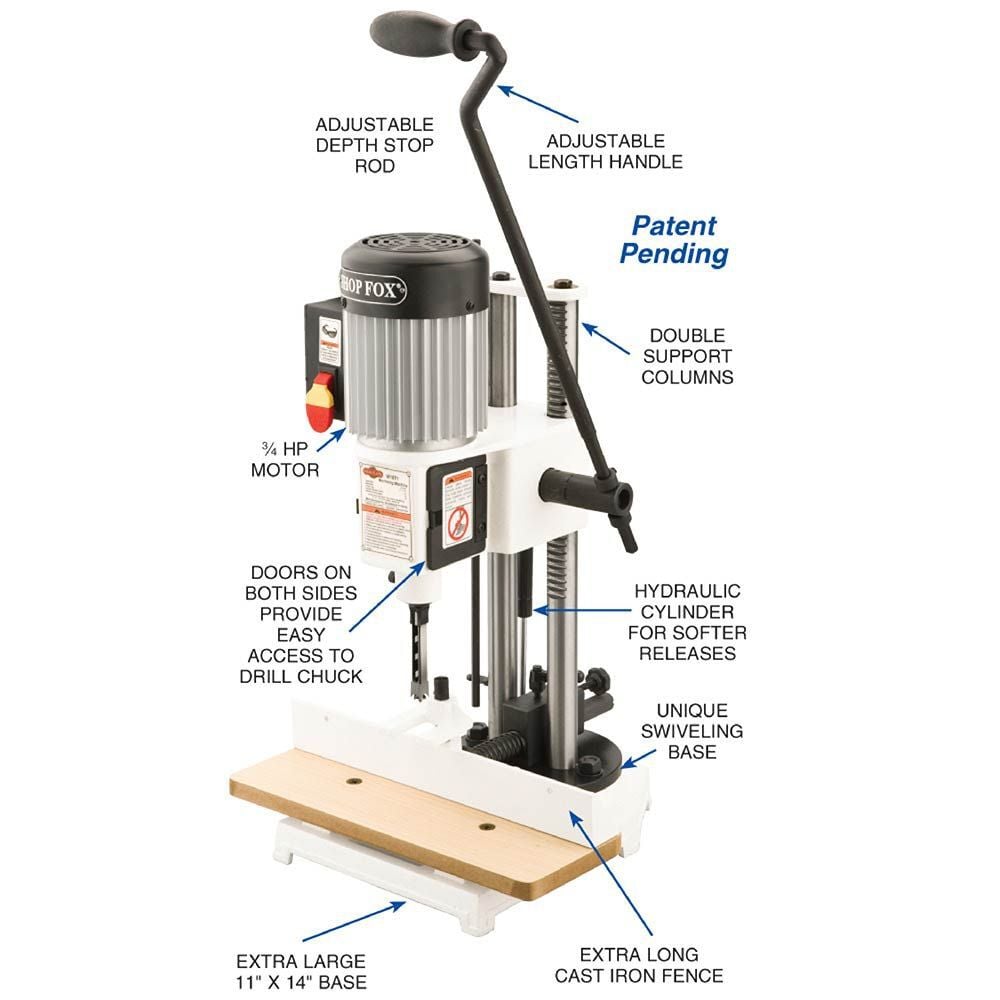 Shop Fox 3/4 HP Heavy-Duty Benchtop Mortising Machine, large image number 2
