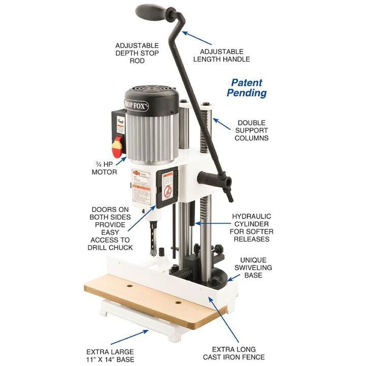 Shop Fox 3/4 HP Heavy-Duty Benchtop Mortising Machine, large image number 1