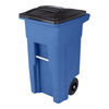Toter 32 Gallon Blue Trash Can with Quiet Wheels and Attached Black Lid, small image number 1