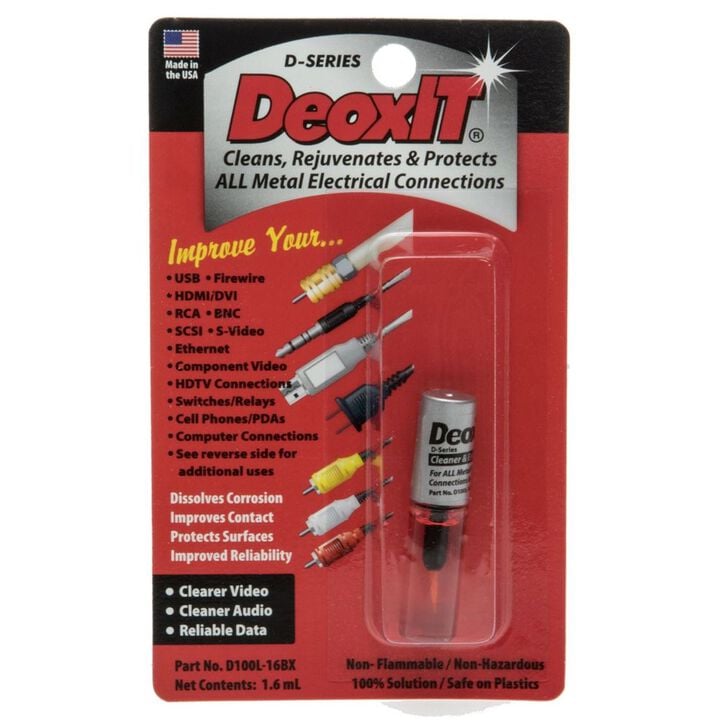 DeoxIT D-Series D100L Electrical Contact Cleaner 1.6mL 100% Solution Mini-Brush, large image number 1